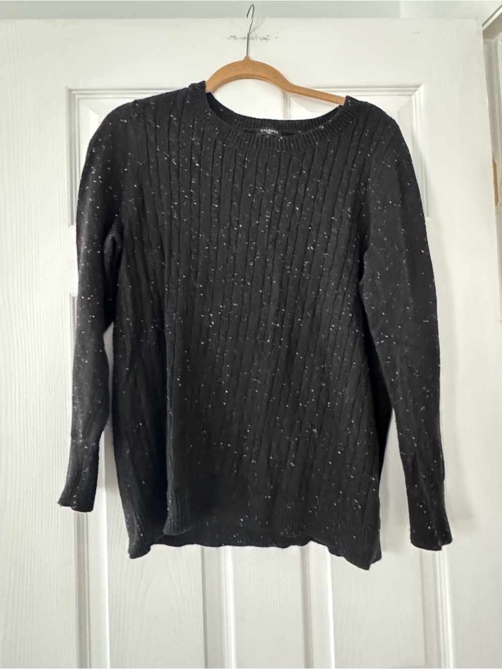 Talbots Black Speckled Cable Sweater